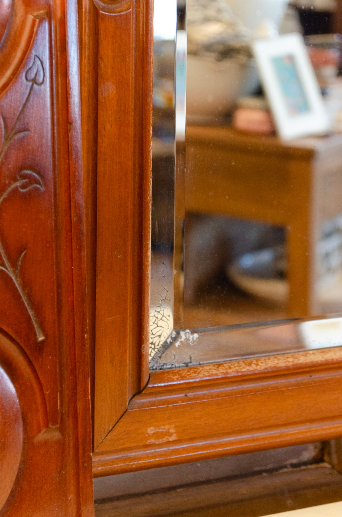 Marble Top Mirrored Mahogany Dressing Chest