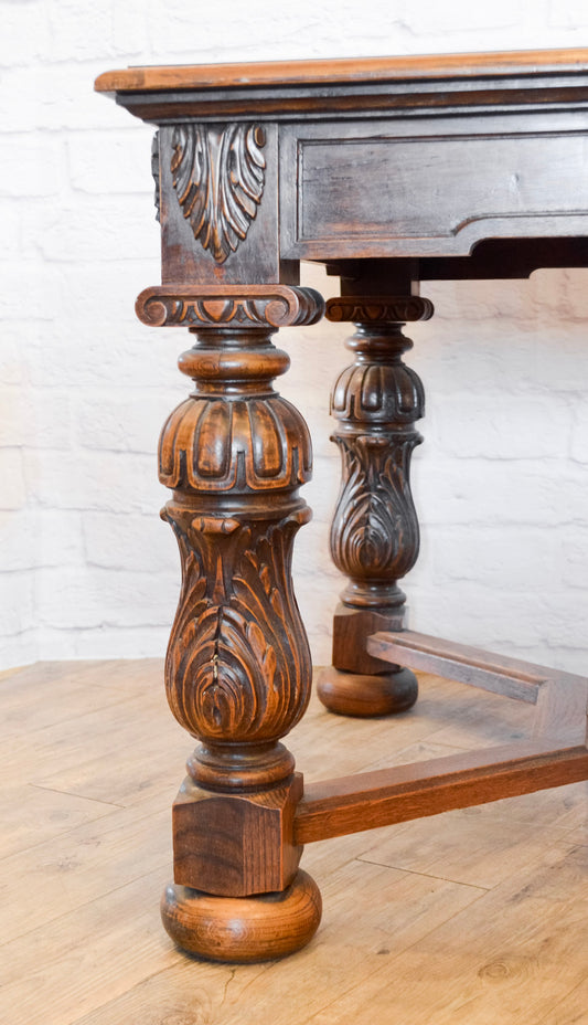 Neo Renaissance Parquetry Top Oak Table