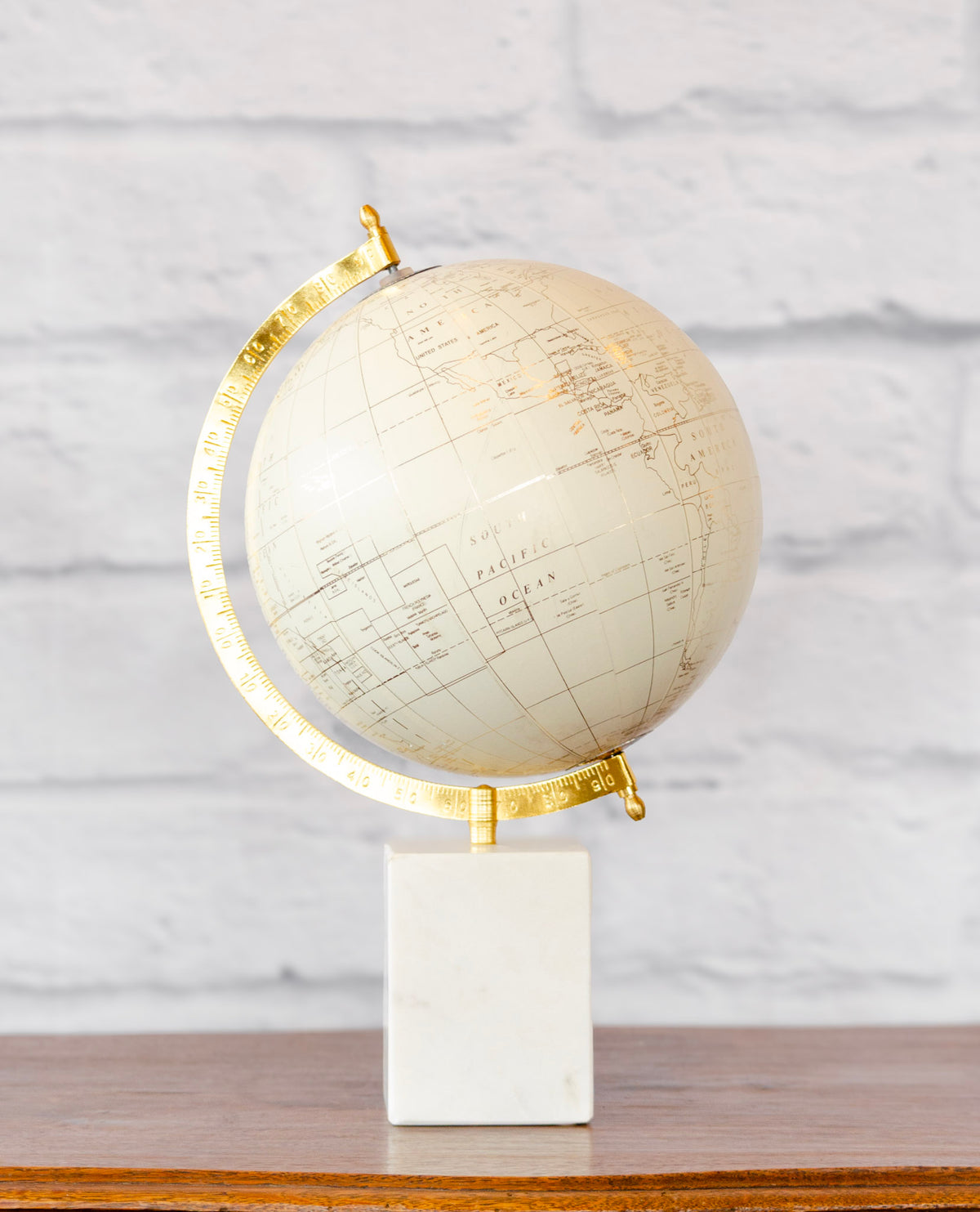 White & Gold Marble Base Globe