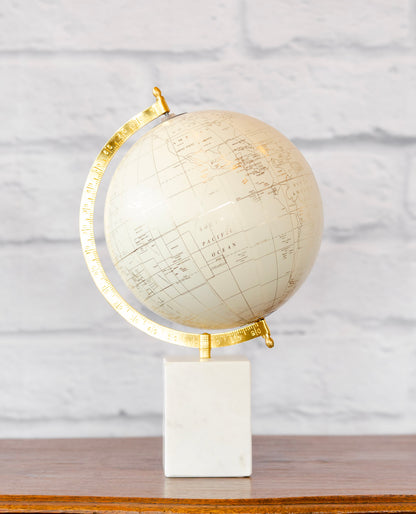 White & Gold Marble Base Globe