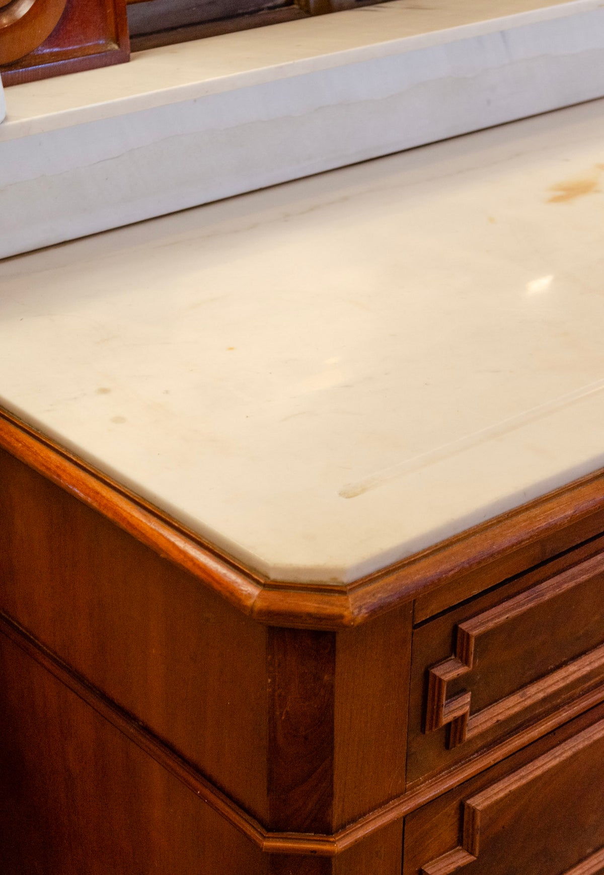 Marble Top Mirrored Mahogany Dressing Chest