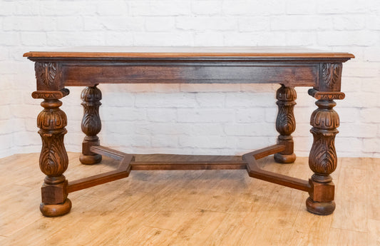 Neo Renaissance Parquetry Top Oak Table