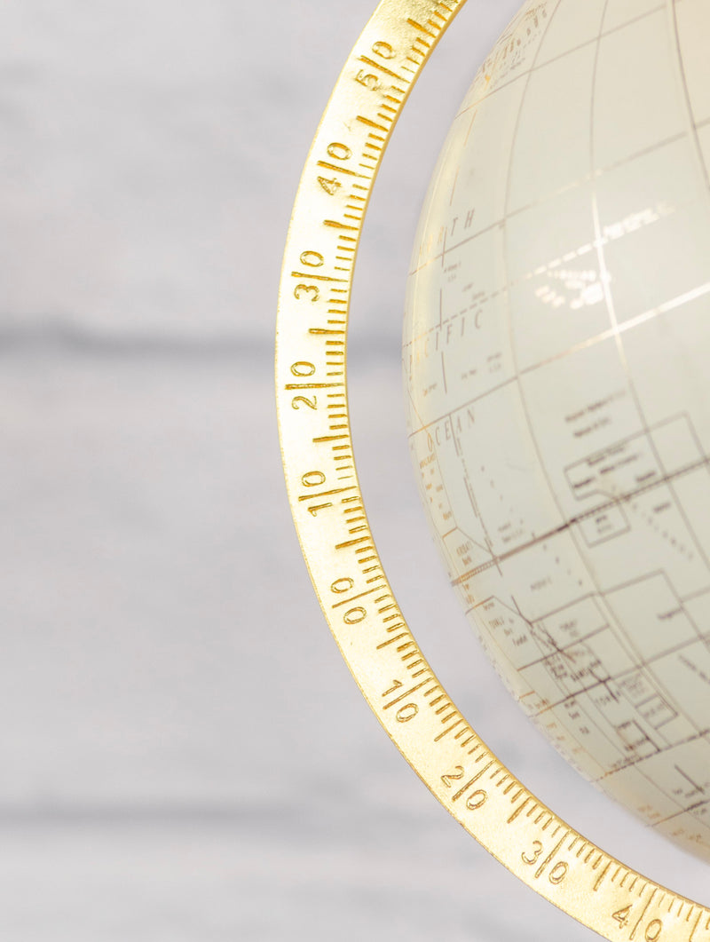 White & Gold Marble Base Globe