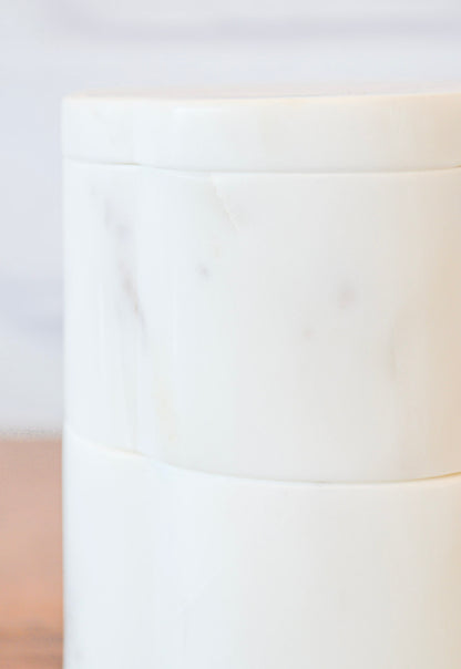 Scalloped White Marble Stacking Pinch Pots
