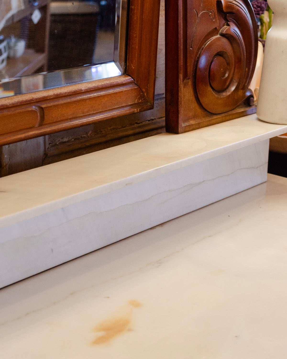 Marble Top Mirrored Mahogany Dressing Chest