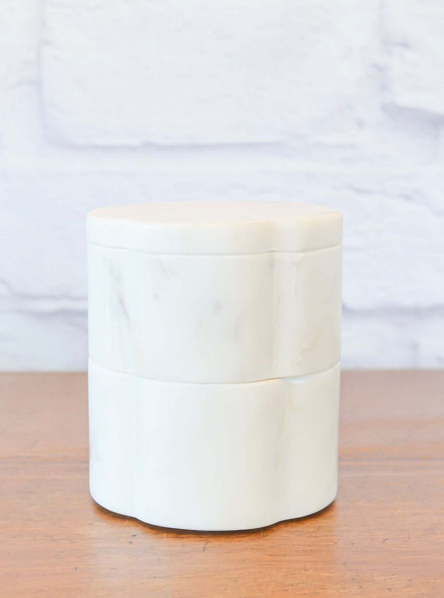 Scalloped White Marble Stacking Pinch Pots