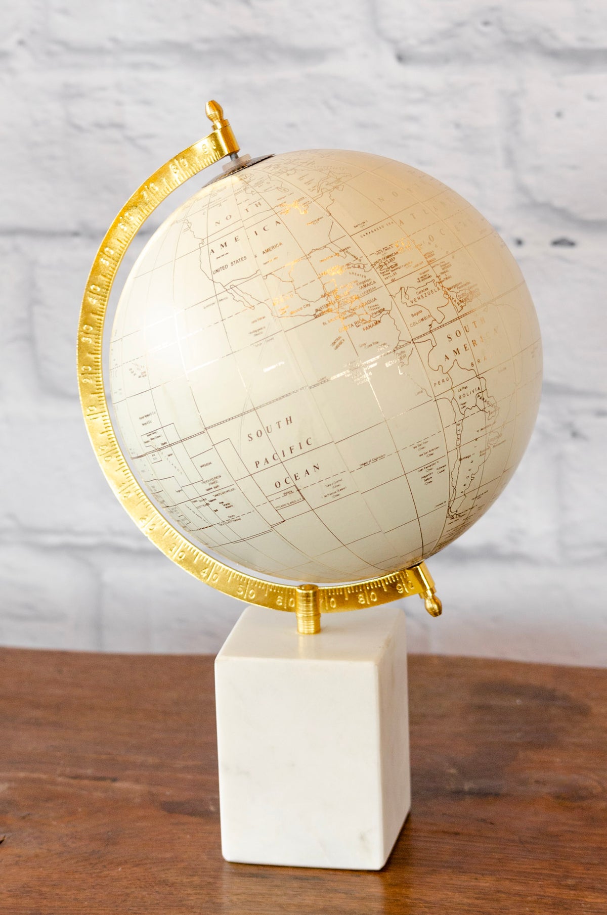 White & Gold Marble Base Globe