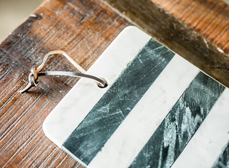 Marble Black & White Striped Cutting Board
