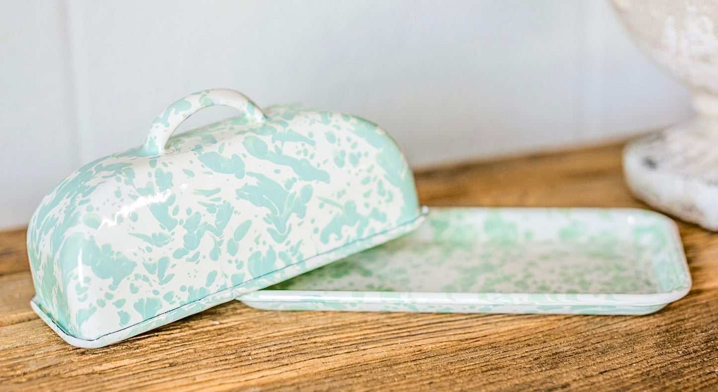 Splatterware Enamel Metal Butter Dish
