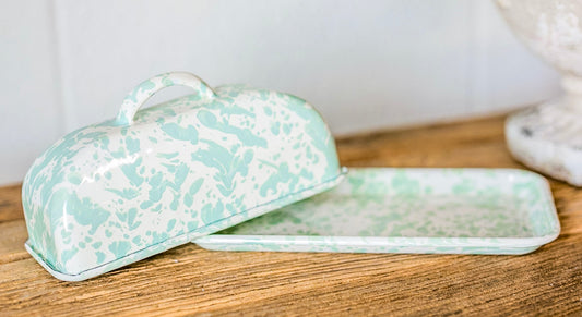 Splatterware Enamel Metal Butter Dish