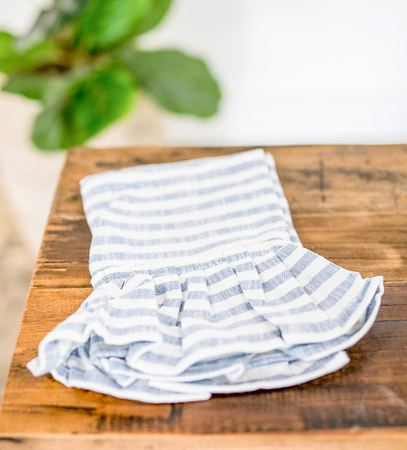 Bright Striped Tea Towel w/ Ruffle