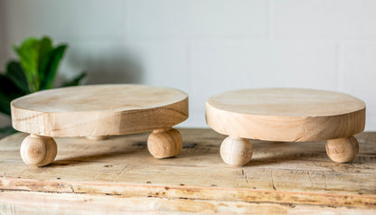 Round Wooden Pedestal w/ Ball Feet