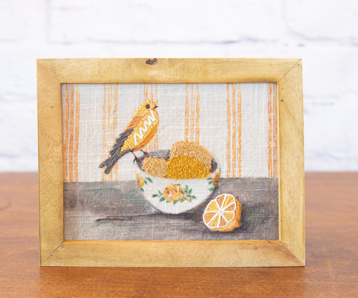 Cotton Embroidered Bird Print