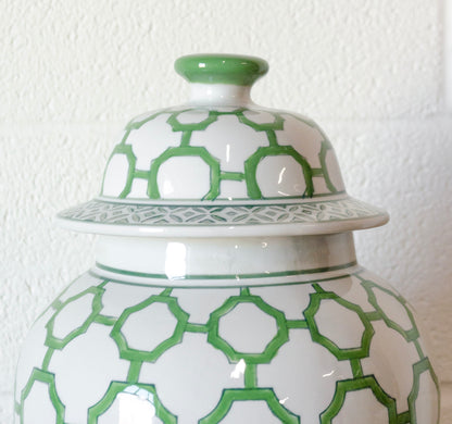BB Imperial Green Chinoiserie Lidded Ginger Jar