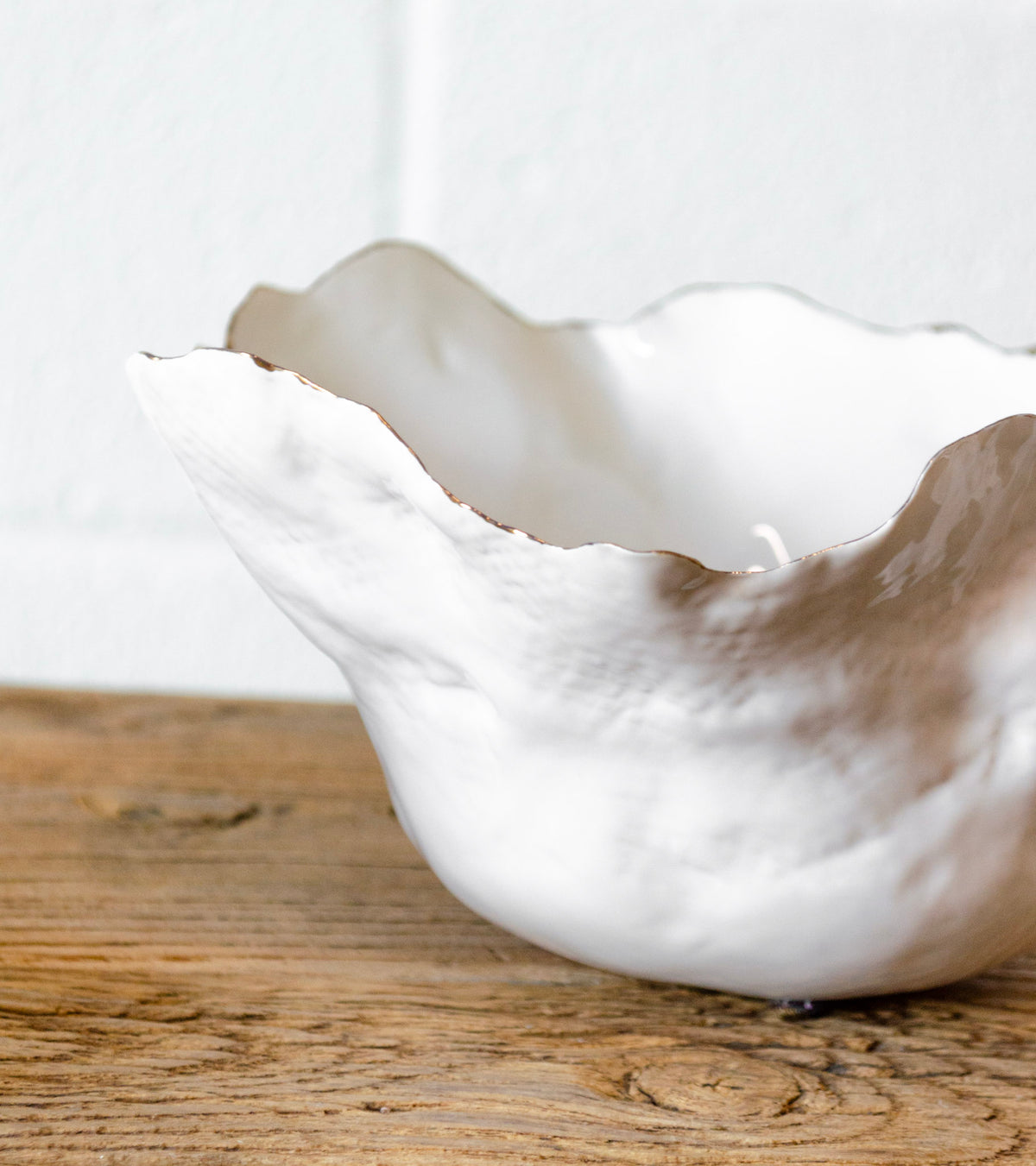 Iris Electroplated Edge Organic White Bowl