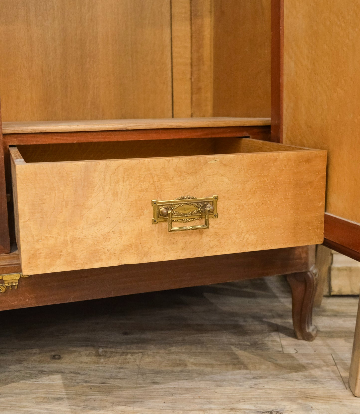 Ormolu Trimmed Antique Mirrored Armoire