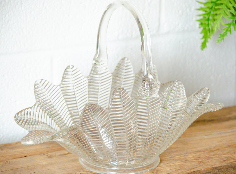 1940's French Style Glass Feather Basket