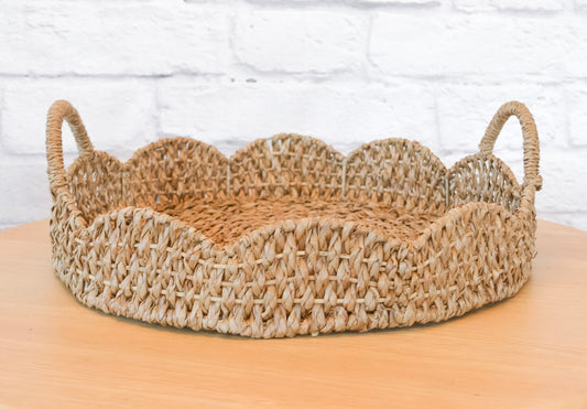 Scalloped Edge Bankuan Rattan Tray