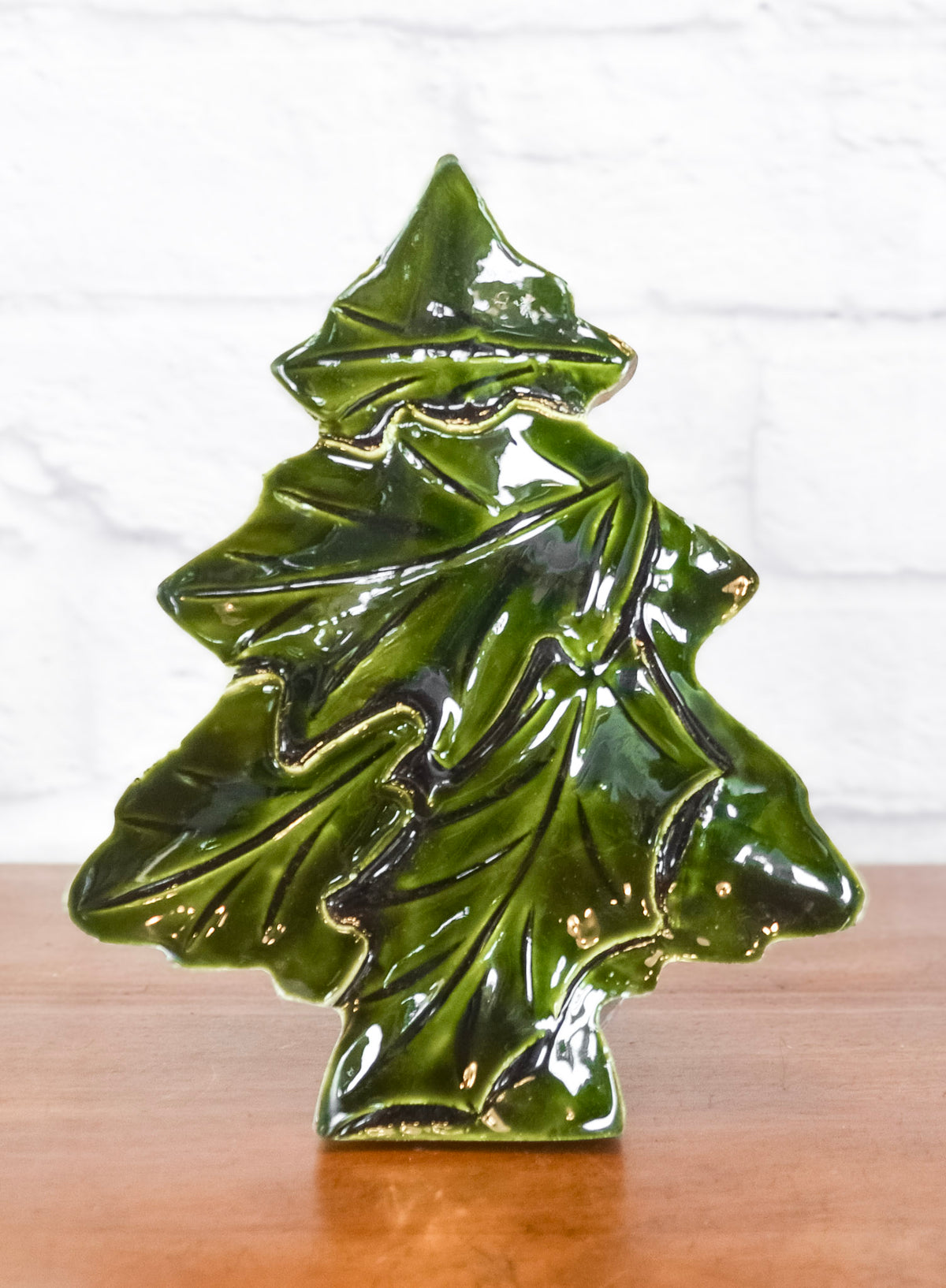 Evergreen Glazed Wood Tray