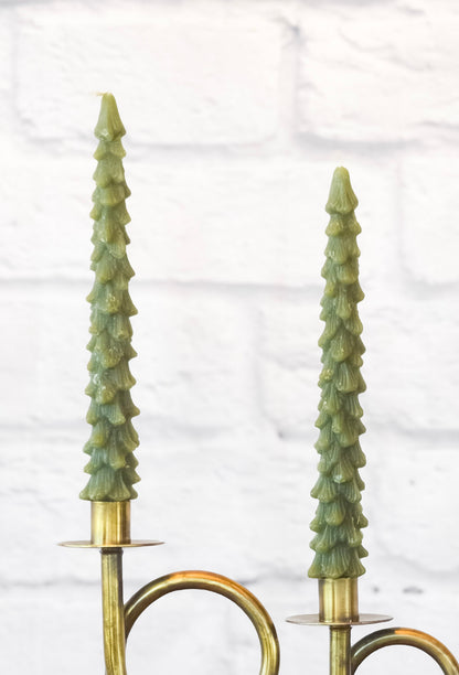 Set of 2 Christmas Tree Taper Candles