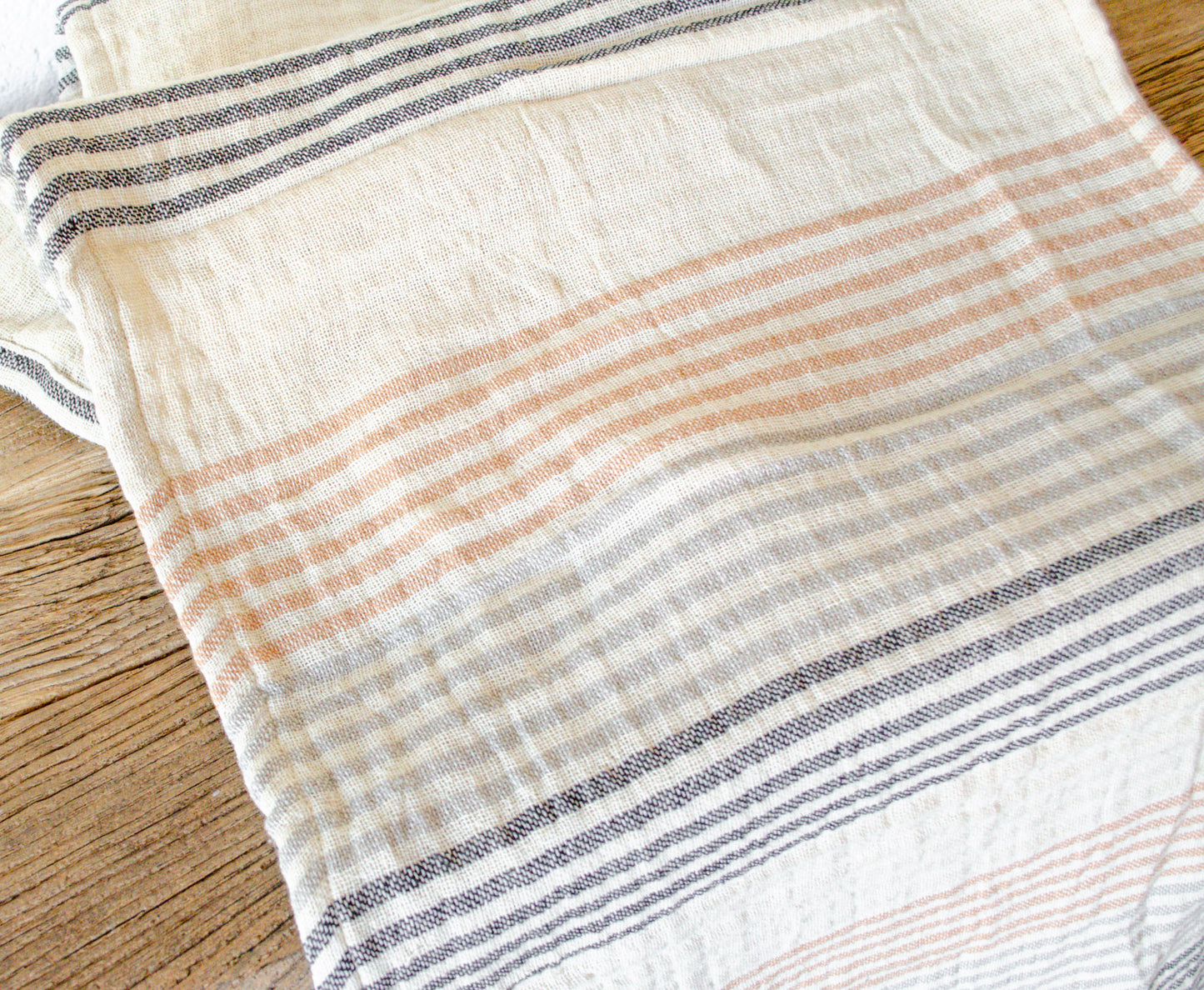 Neutral Striped Cotton Double Cloth Table Runner
