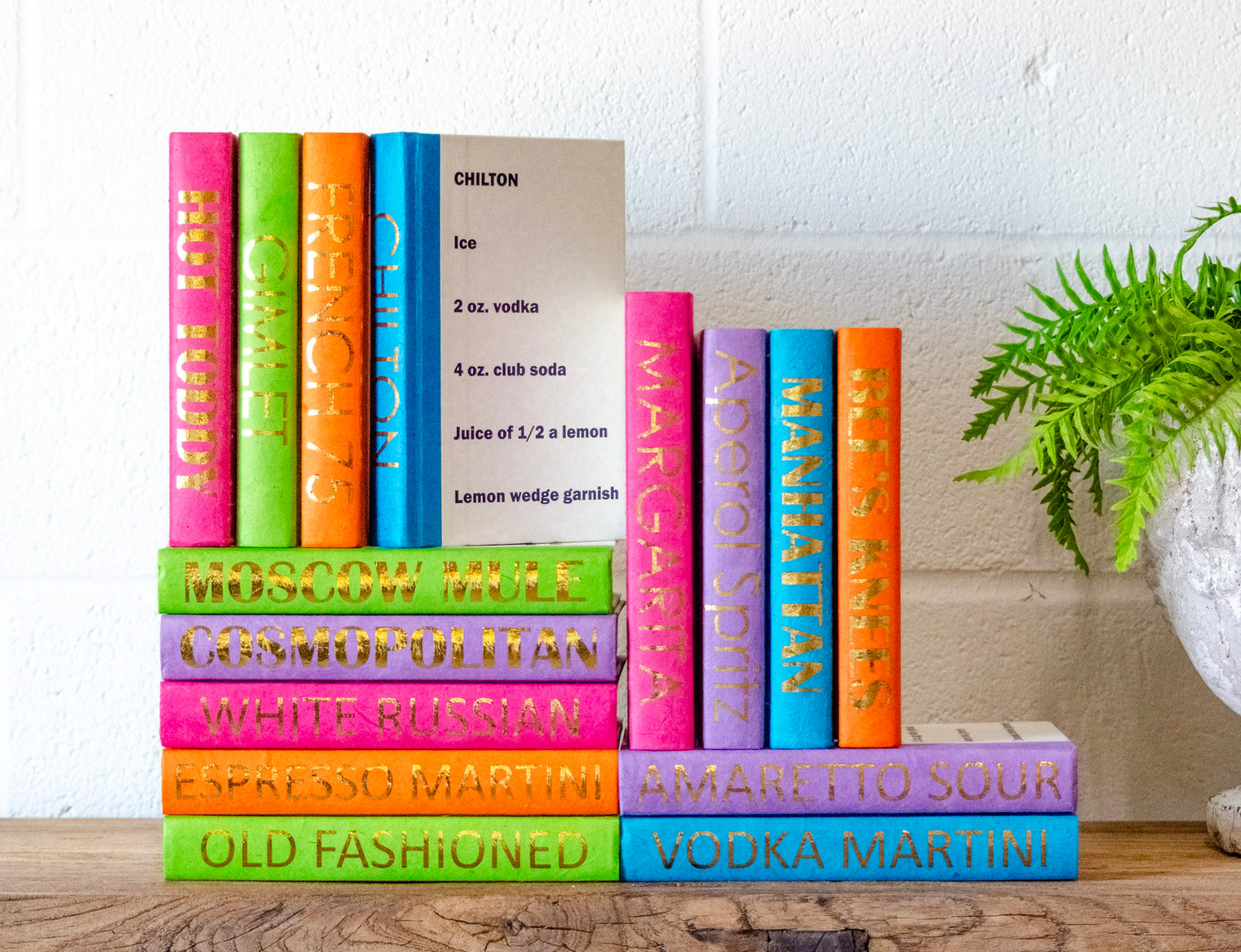 Bold & Gold Cocktail Decorative Books w/ Recipe