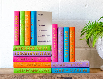 Bold & Gold Cocktail Decorative Books w/ Recipe