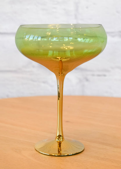 Colorful Glass Gilded Stem Coupe