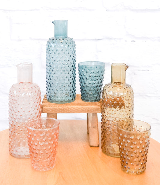 Hobnail Glass Carafe w/ Tumbler