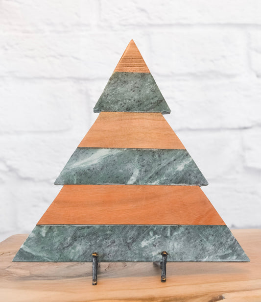 Marble & Acacia Christmas Tree Cutting Board