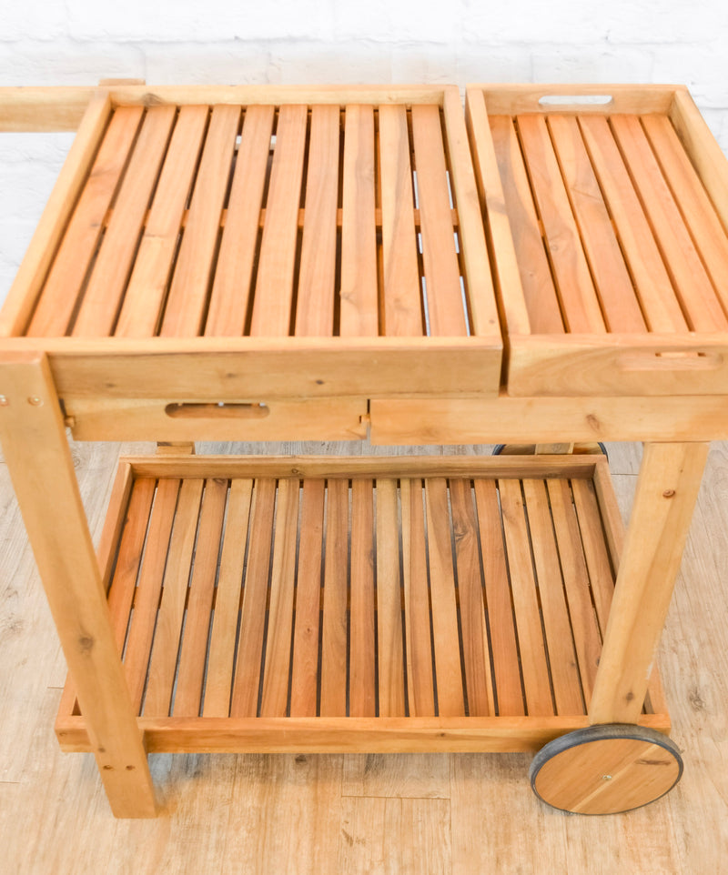 Felix Acacia Wood Tiered Bar Cart