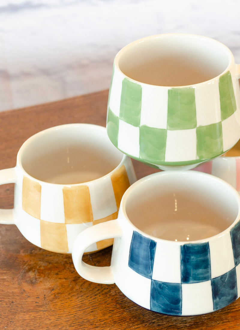 Checkered Charm Stoneware Mug