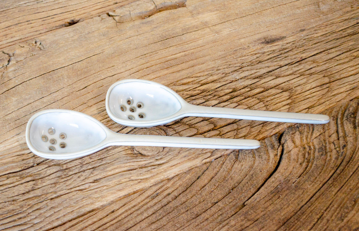 Reactive Glaze Stoneware Strainer Spoon