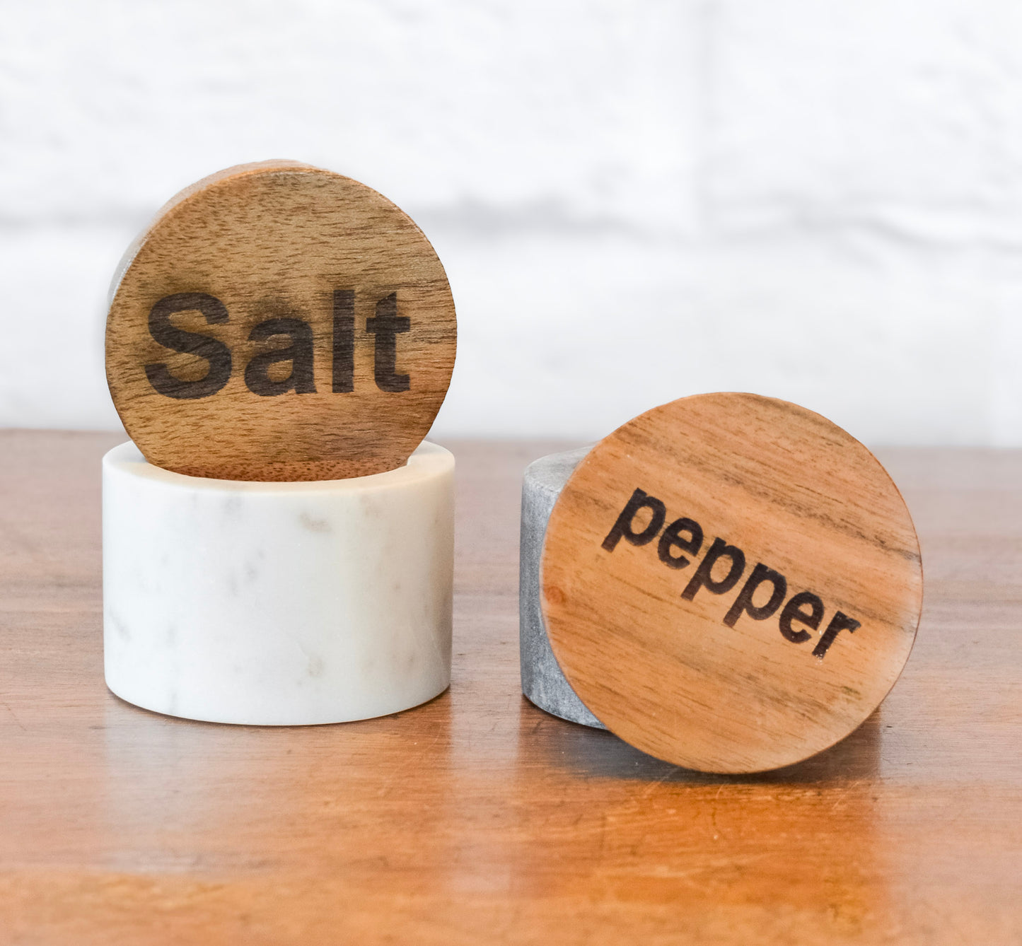 Marble & Wood Salt & Pepper Pots