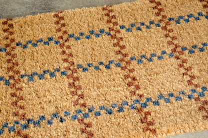 Navy & Deep Umber Plaid Natural Coir Doormat