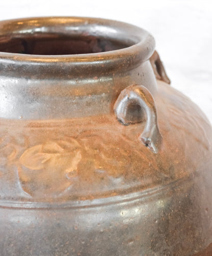 Vintage 4-Handle Glazed Pot