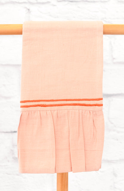Embroidered Stripe Ruffle Tea Towel