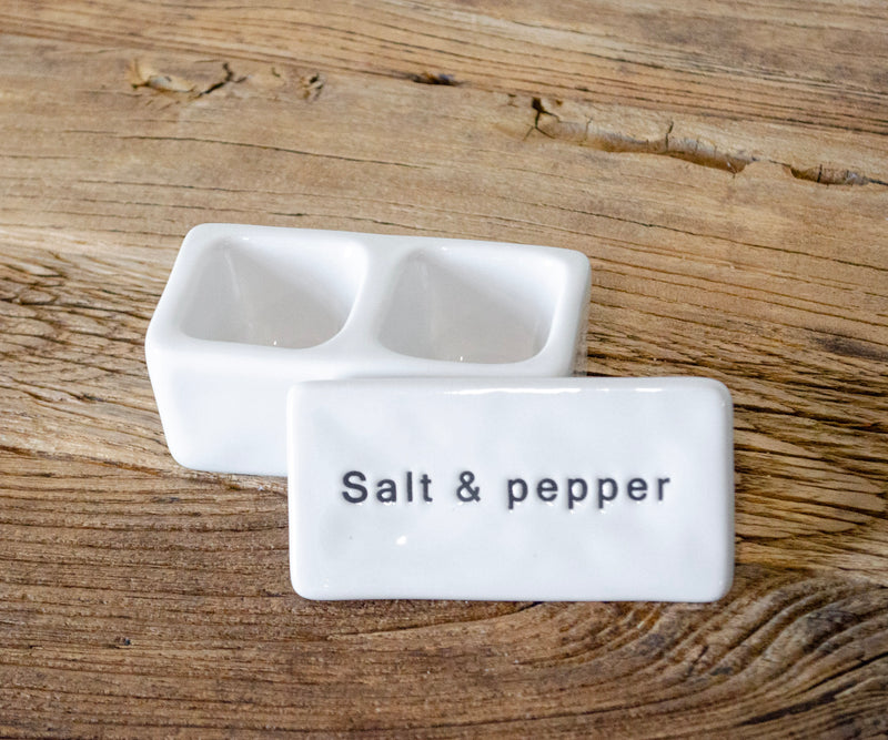 Labeled Salt & Pepper Pinch Pot