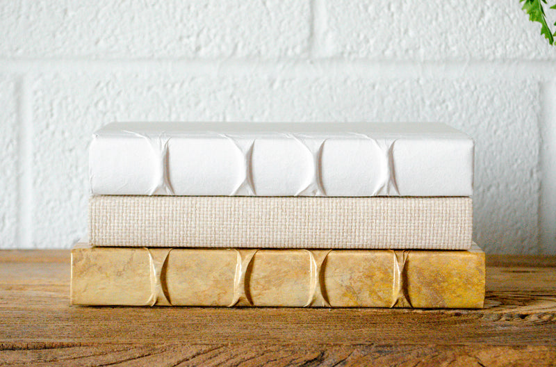 Gold, White & Grasscloth Book Set