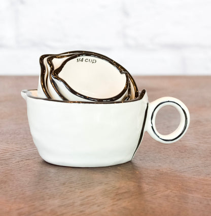 Unique Black & White Stoneware Measuring Cups