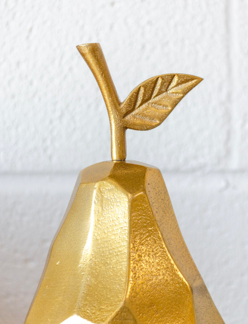 Gold Metal Pear Sculpture