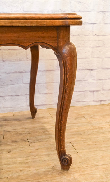 Louis XV Style Parquetry Top Draw Leaf Oak Table