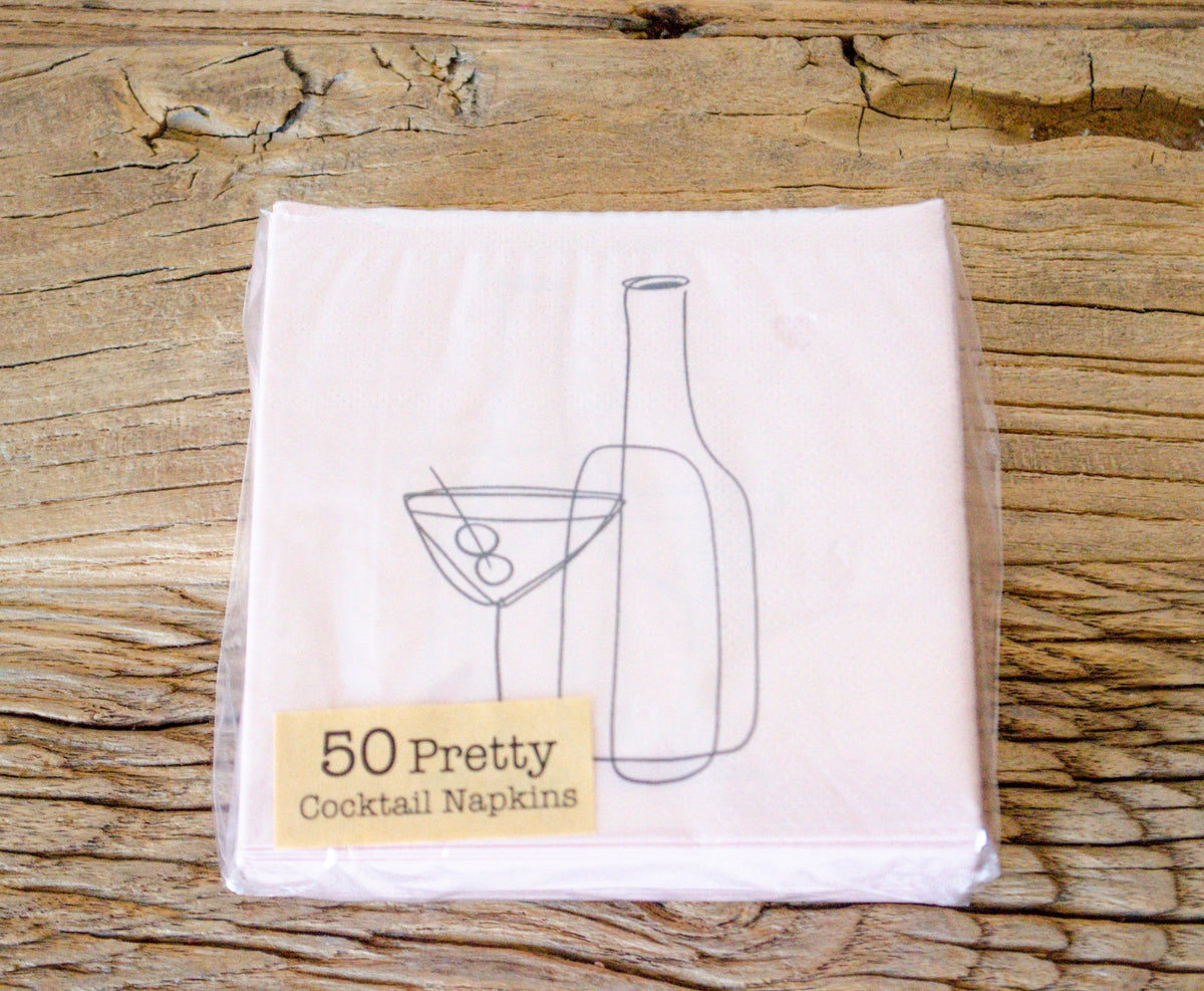 Cheers Line Art Cocktail Napkin Set