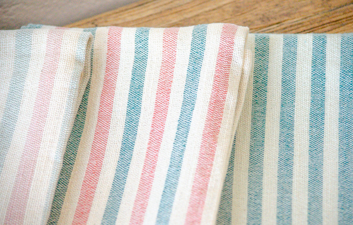 Multicolor Pastel Striped Ruffle Tea Towel Set