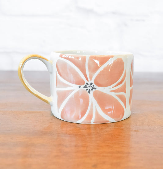 Wax Relief Flower Pattern Stoneware Mug