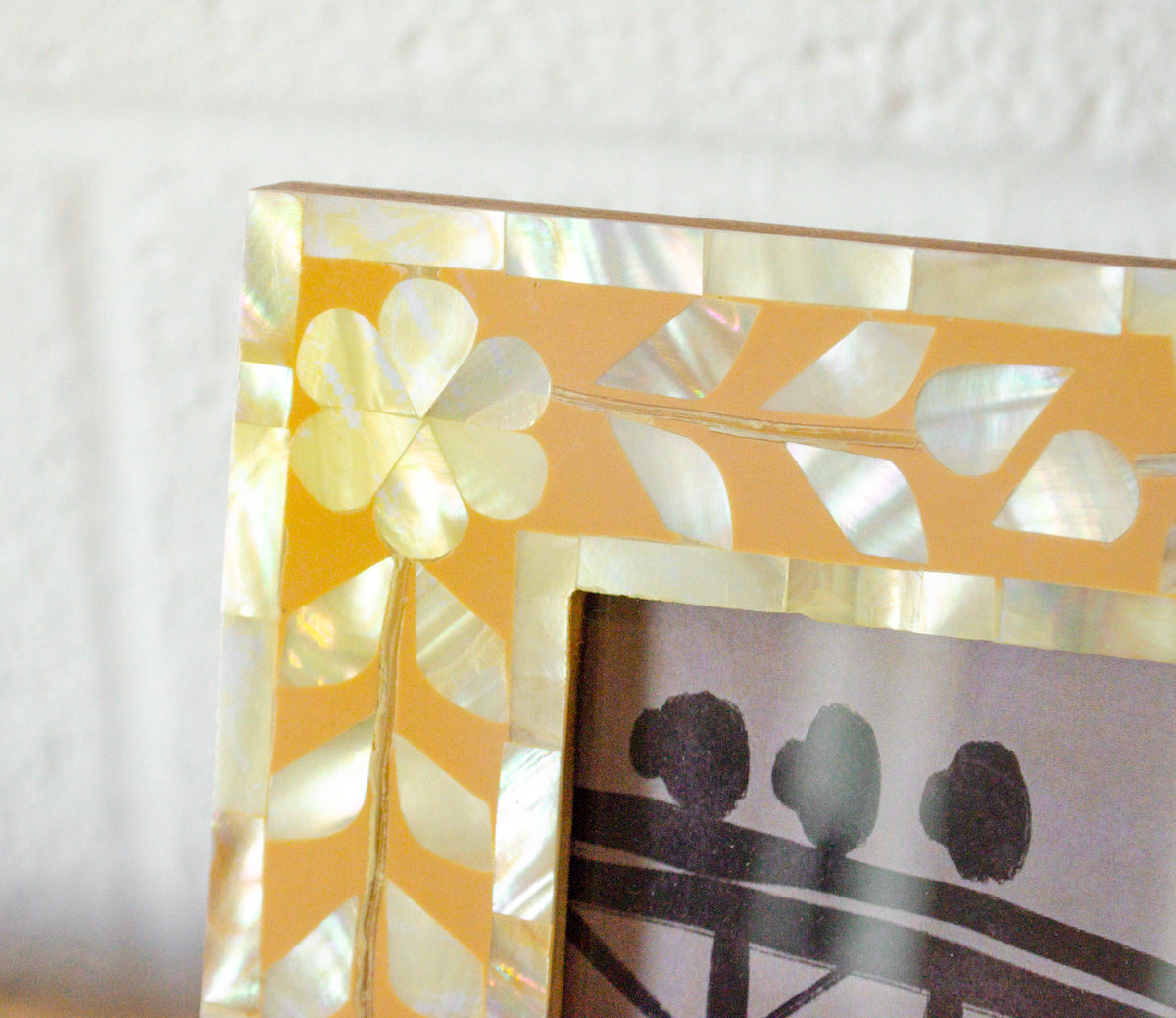 Mother of Pearl Inlaid Yellow Picture Frame