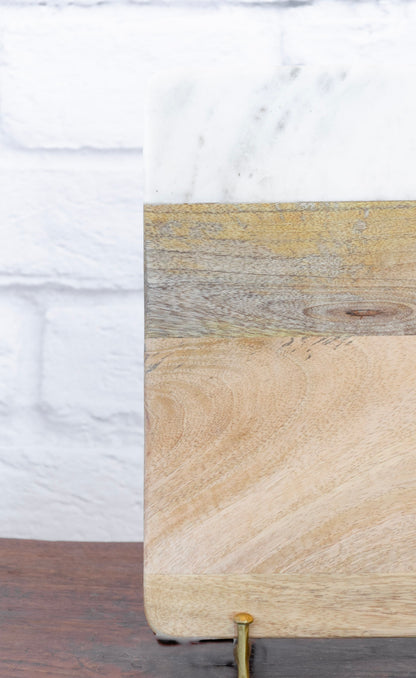 Marble & Mango Wood Cheese Board w/ Pestle