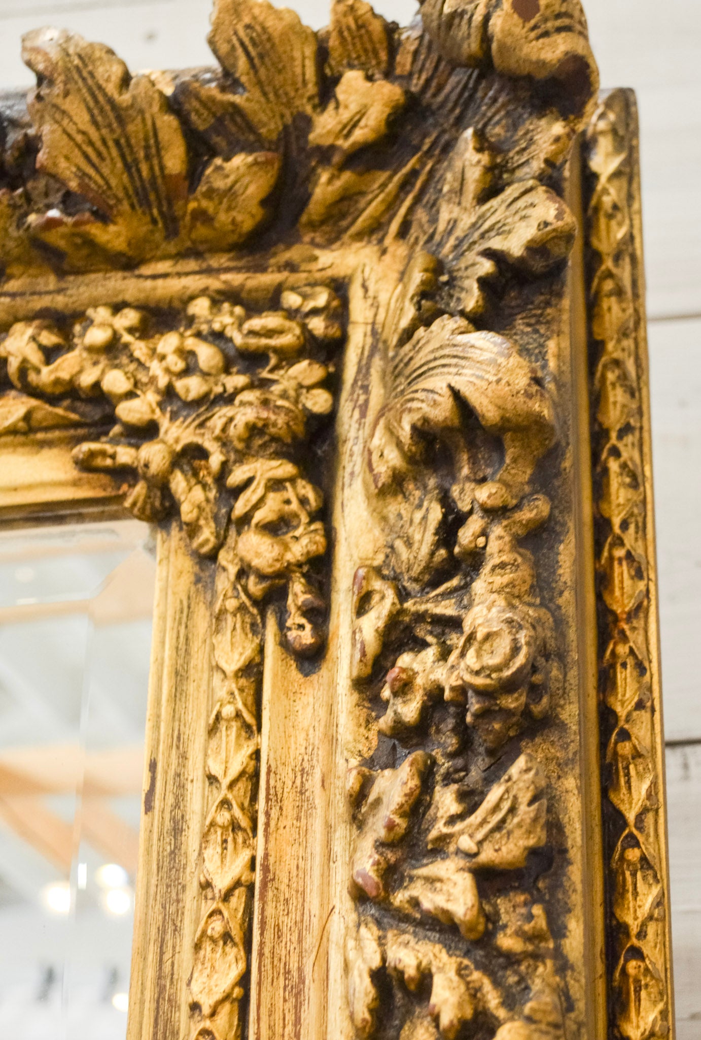 Louis XV Style Ornate Gilt Framed Beveled Mirror