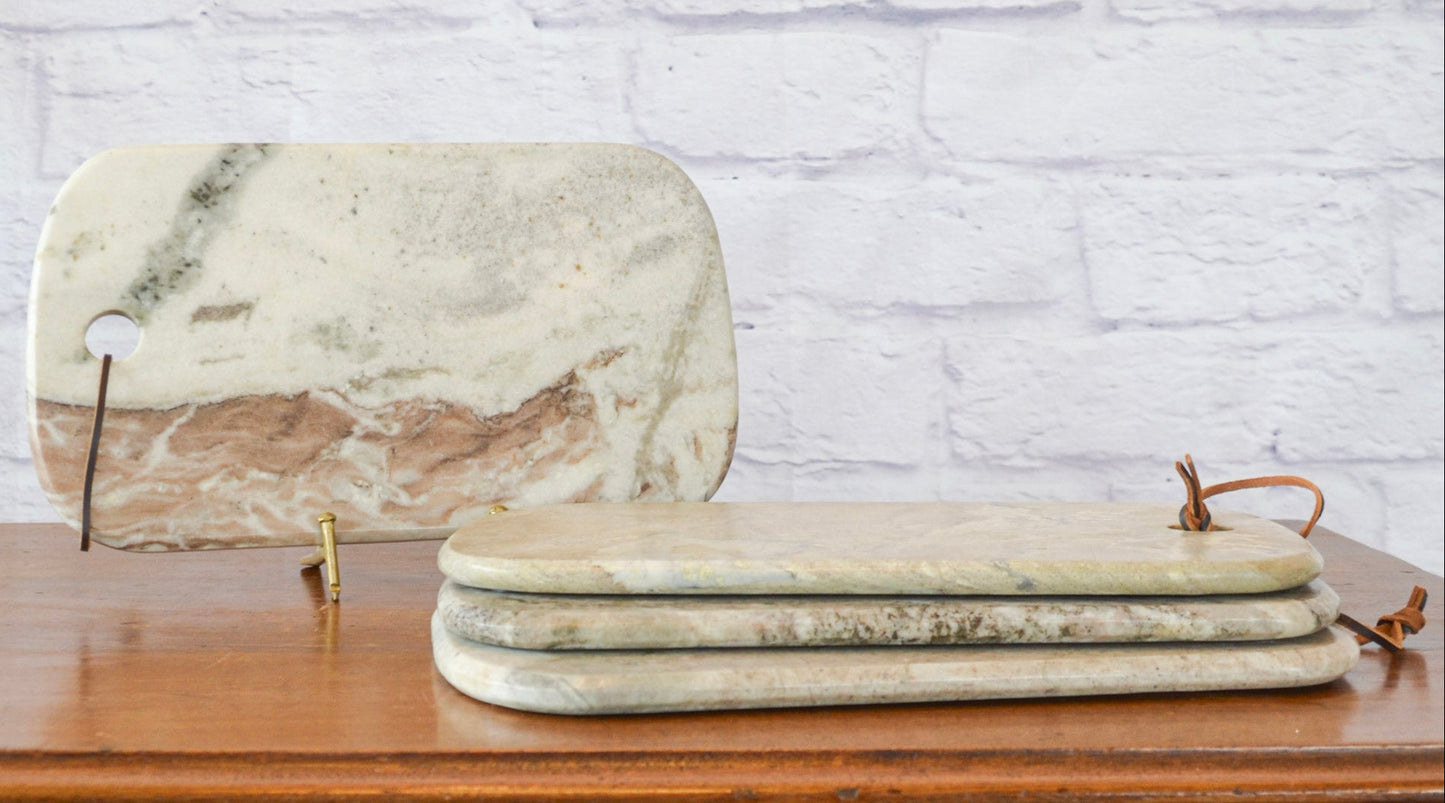 Buff Marble Board with Leather Tie