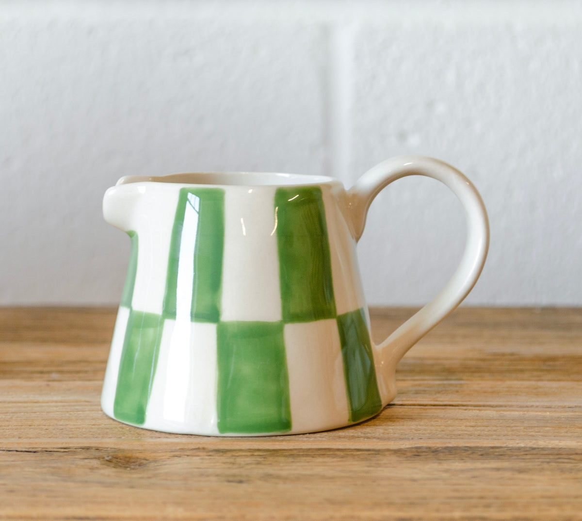 Checkered Charm Stoneware Creamer